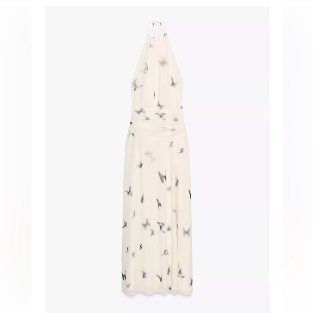 VIRAL NEW  ZARA BUTTERFLY HALTER LUXURY SUMMER/VACATION 
DRESS SIZE L - Picture 6 of 15